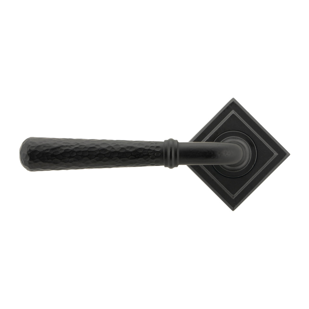 Matt Black Hammered Newbury Lever on Rose Set (Square) - Unsprung | From The Anvil-Concealed-Yester Home