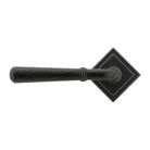 Matt Black Hammered Newbury Lever on Rose Set (Square) - Unsprung | From The Anvil - Concealed - From The Anvil - Yester Home