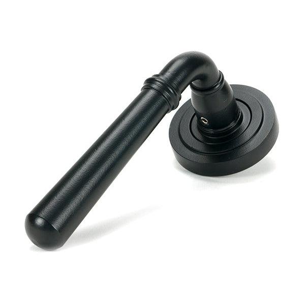 Matt Black Newbury Lever on Rose Set (Art Deco) | From The Anvil-Concealed-Yester Home