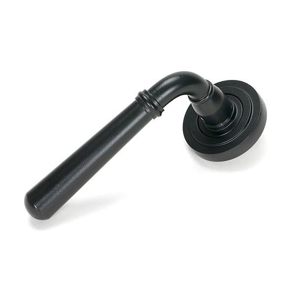 Matt Black Newbury Lever on Rose Set (Art Deco) | From The Anvil-Concealed-Yester Home