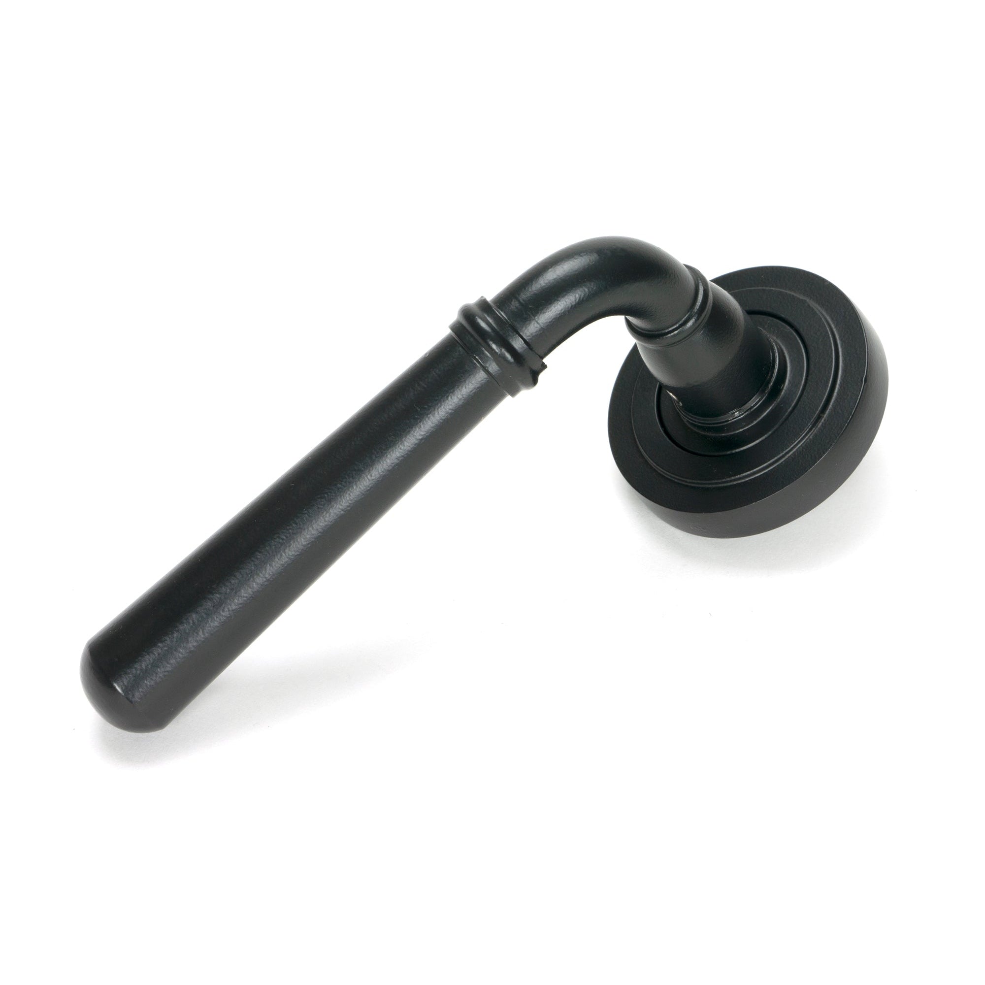Matt Black Newbury Lever on Rose Set (Art Deco) | From The Anvil-Concealed-Yester Home