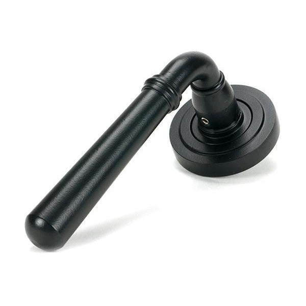 Matt Black Newbury Lever on Rose Set (Art Deco) - Unsprung | From The Anvil-Concealed-Yester Home
