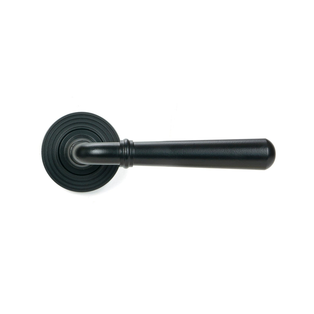 Matt Black Newbury Lever on Rose Set (Beehive) | From The Anvil-Concealed-Yester Home