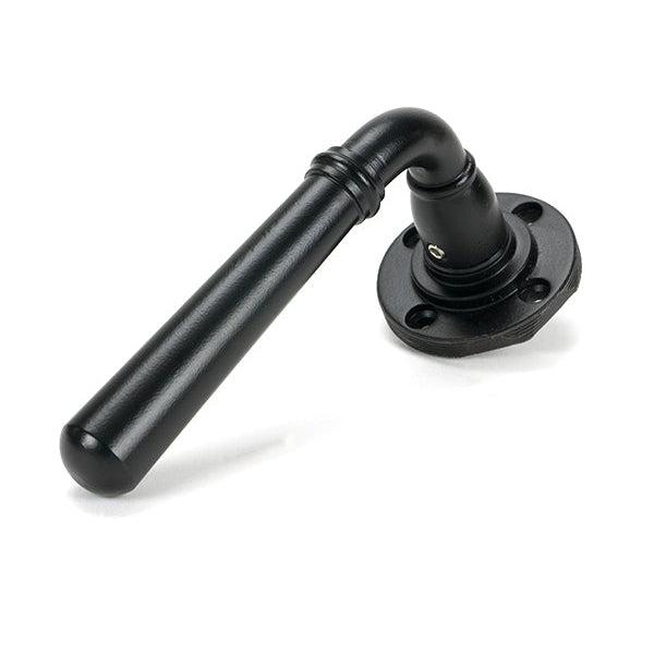 Matt Black Newbury Lever on Rose Set (Beehive) | From The Anvil-Concealed-Yester Home