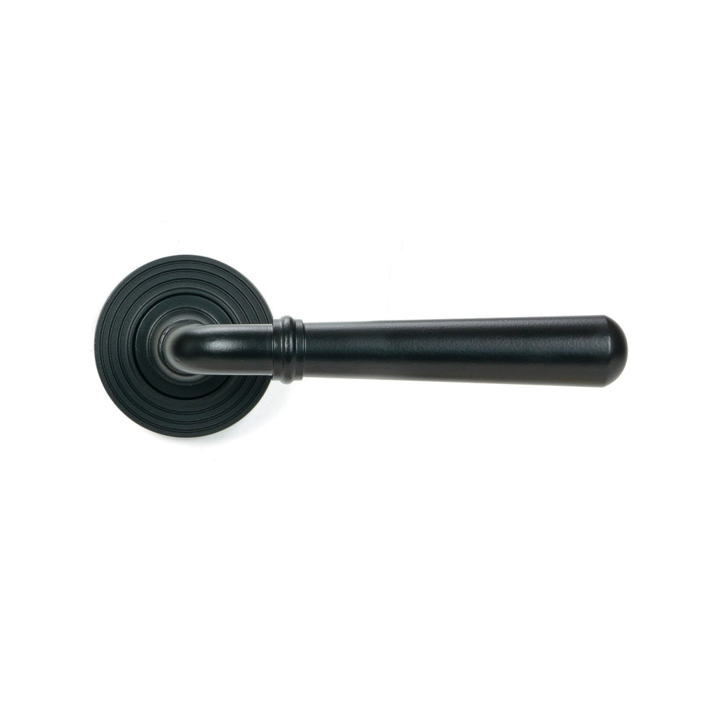 Matt Black Newbury Lever on Rose Set (Beehive) - Unsprung | From The Anvil-Concealed-Yester Home