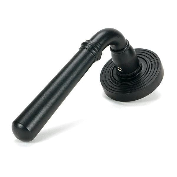 Matt Black Newbury Lever on Rose Set (Beehive) - Unsprung | From The Anvil-Concealed-Yester Home