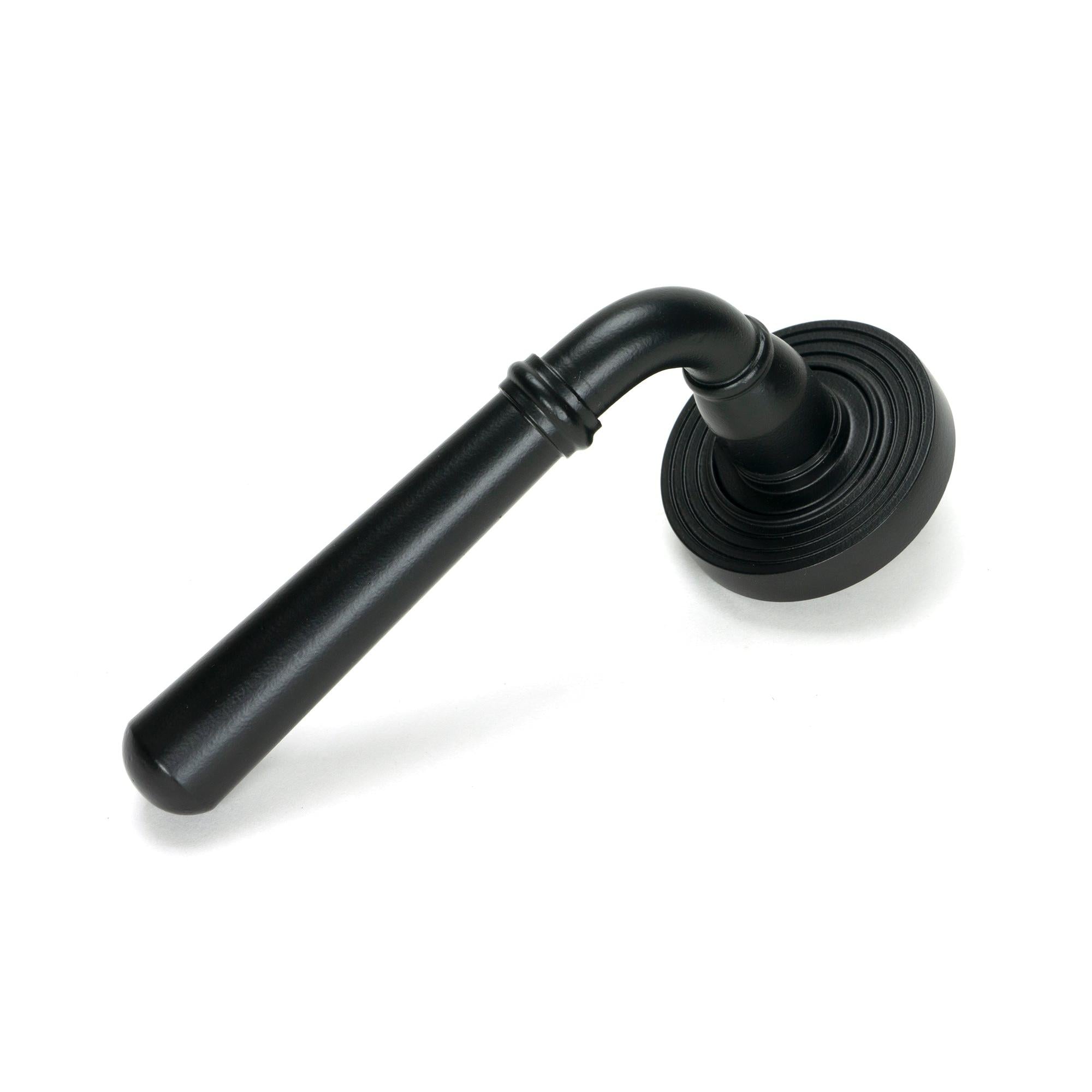 Matt Black Newbury Lever on Rose Set (Beehive) - Unsprung | From The Anvil - Concealed - From The Anvil - Yester Home