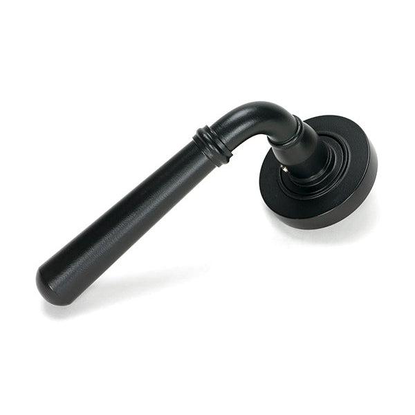 Matt Black Newbury Lever on Rose Set (Plain) | From The Anvil-Concealed-Yester Home