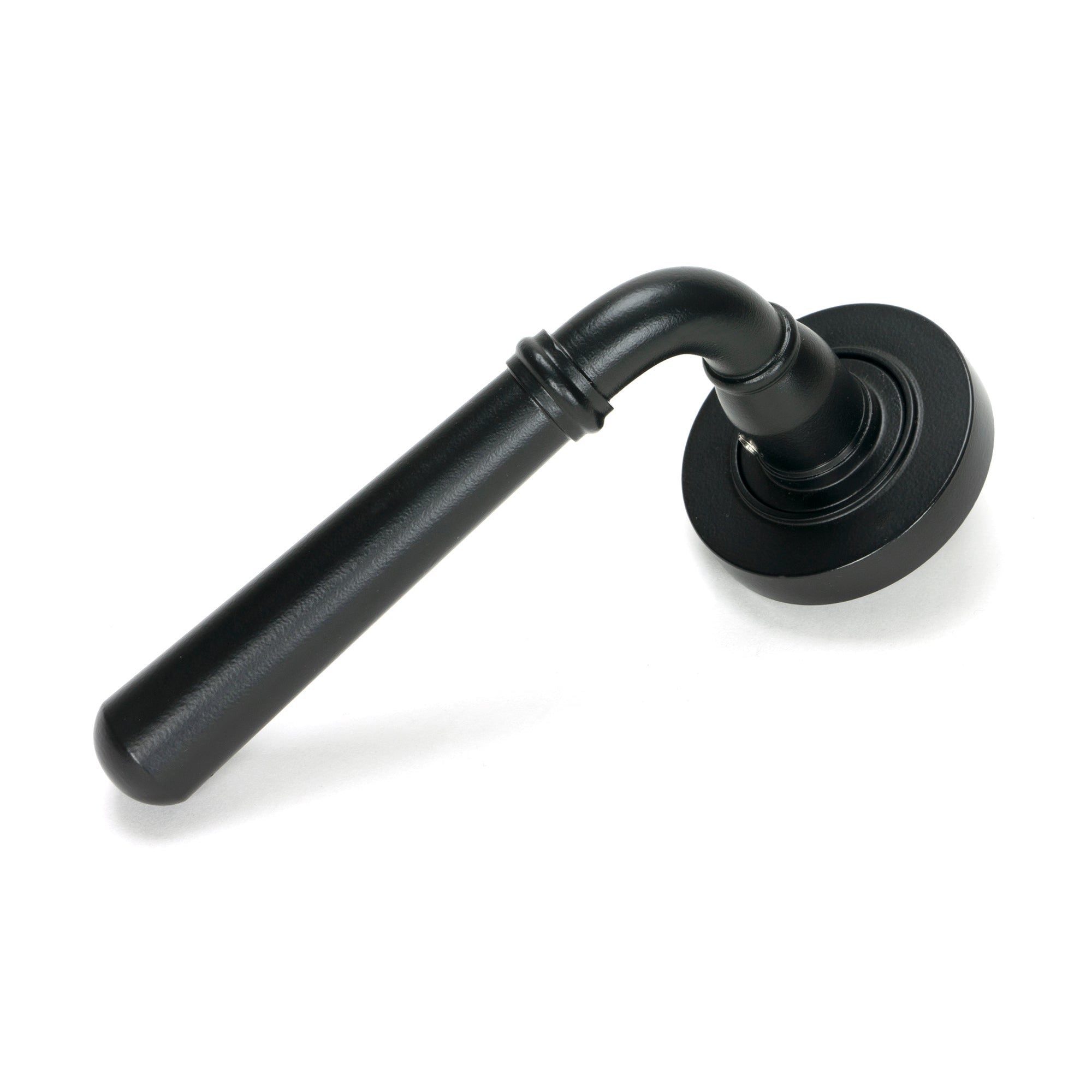 Matt Black Newbury Lever on Rose Set (Plain) | From The Anvil-Concealed-Yester Home