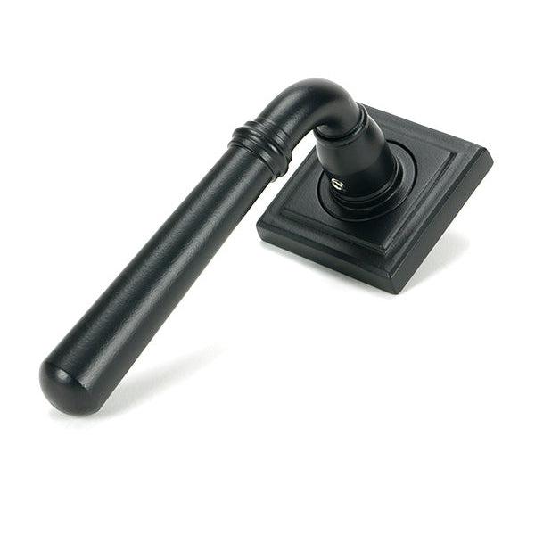 Matt Black Newbury Lever on Rose Set (Square) | From The Anvil-Concealed-Yester Home