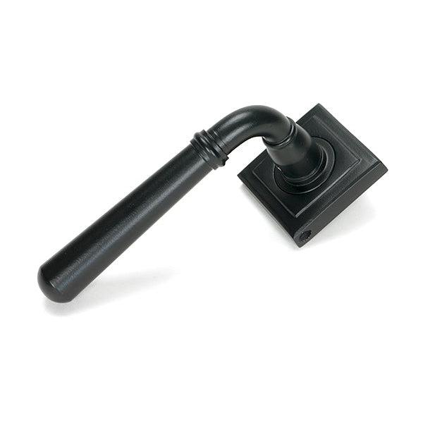 Matt Black Newbury Lever on Rose Set (Square) | From The Anvil-Concealed-Yester Home