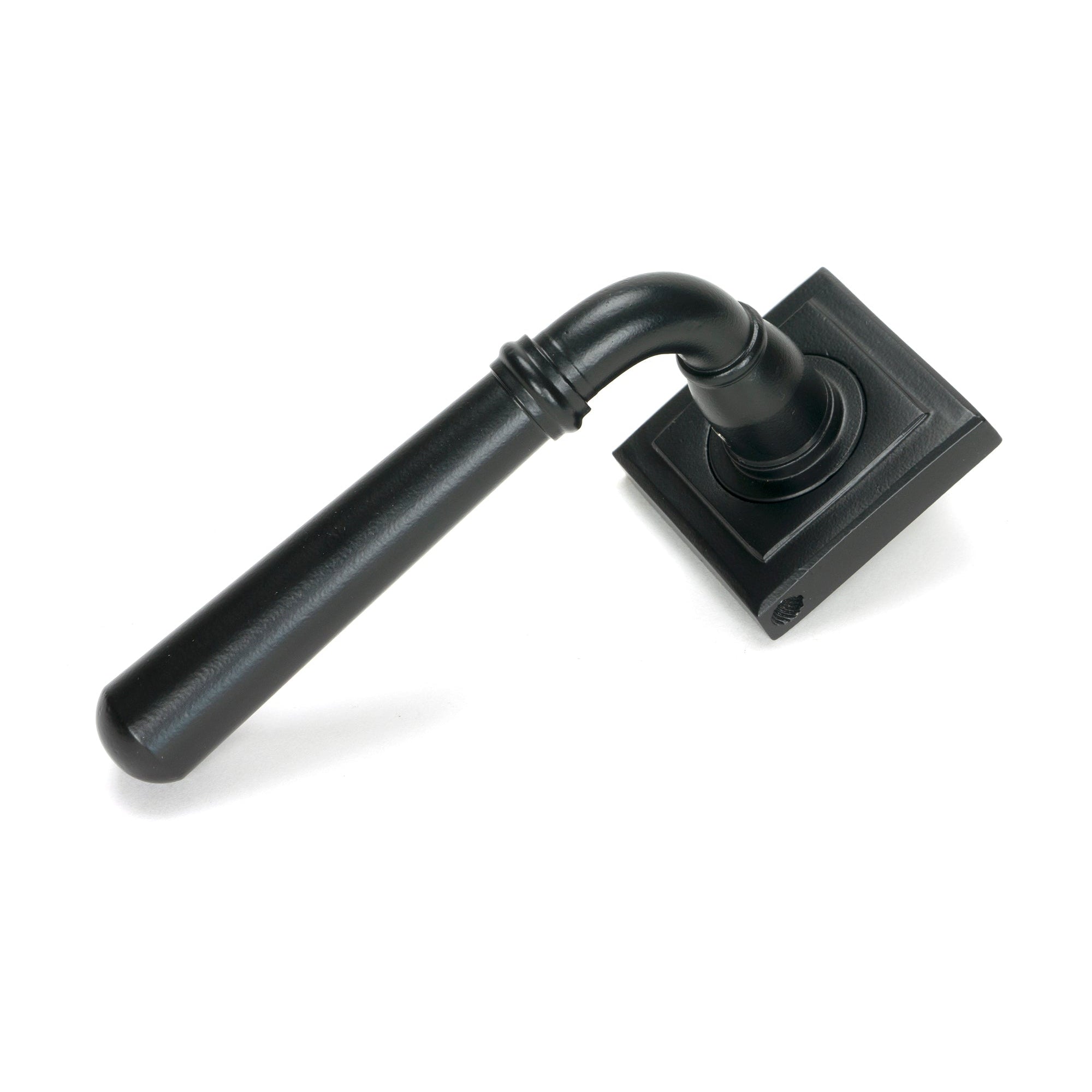 Matt Black Newbury Lever on Rose Set (Square) | From The Anvil-Concealed-Yester Home