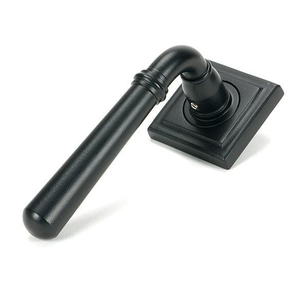 Matt Black Newbury Lever on Rose Set (Square) - Unsprung | From The Anvil-Concealed-Yester Home