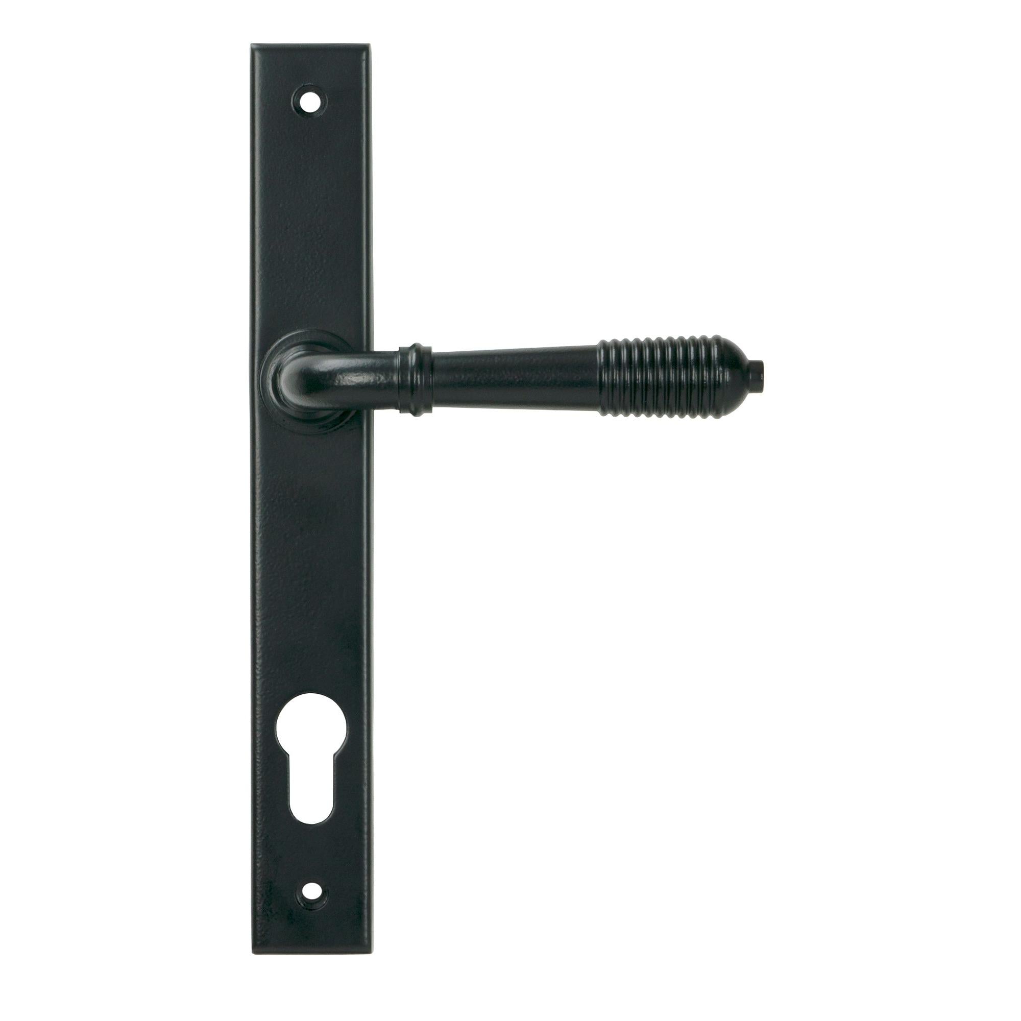 Matt Black Reeded Slimline Lever Espag. Lock Set - Espagnolette - From The Anvil - Yester Home
