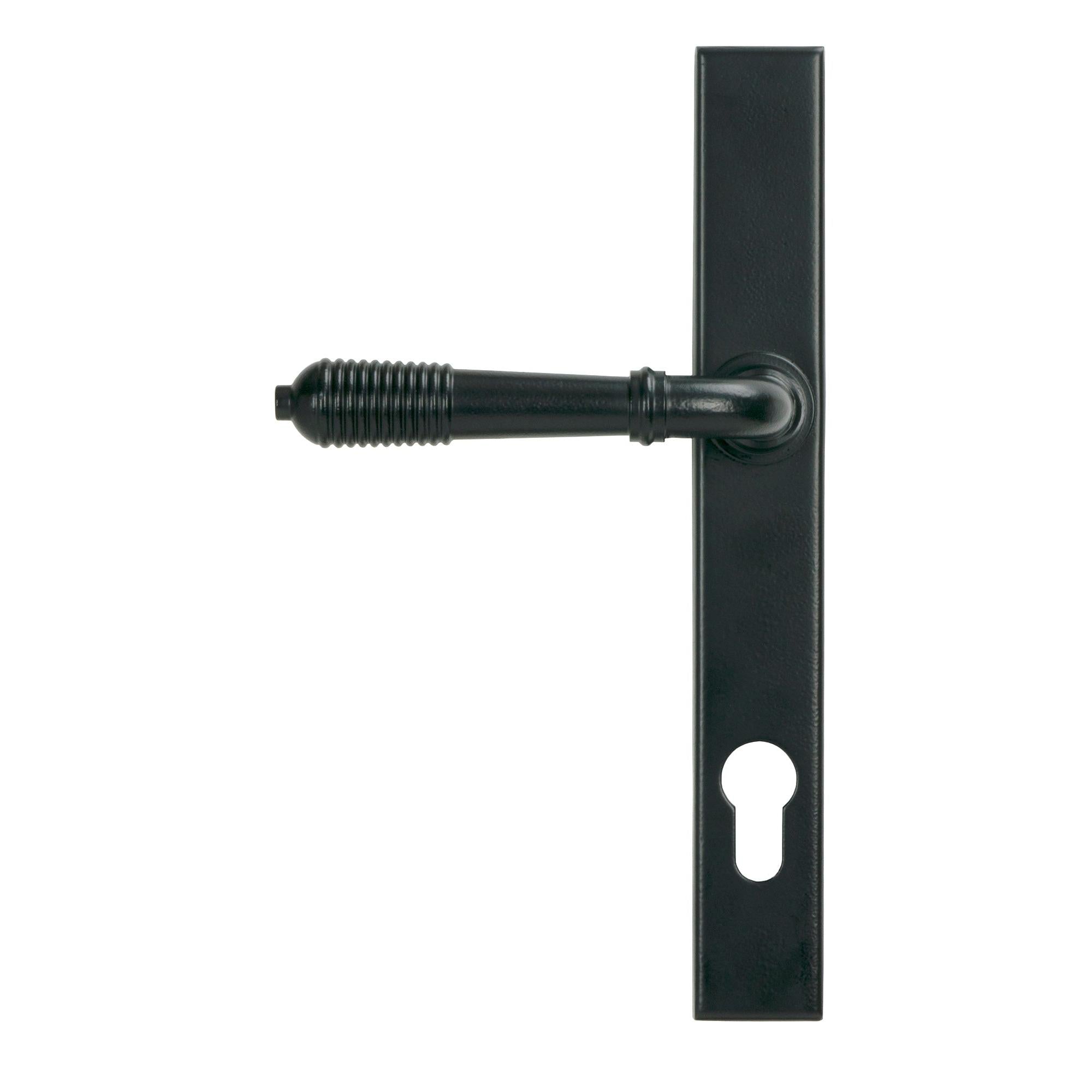 Matt Black Reeded Slimline Lever Espag. Lock Set - Espagnolette - From The Anvil - Yester Home