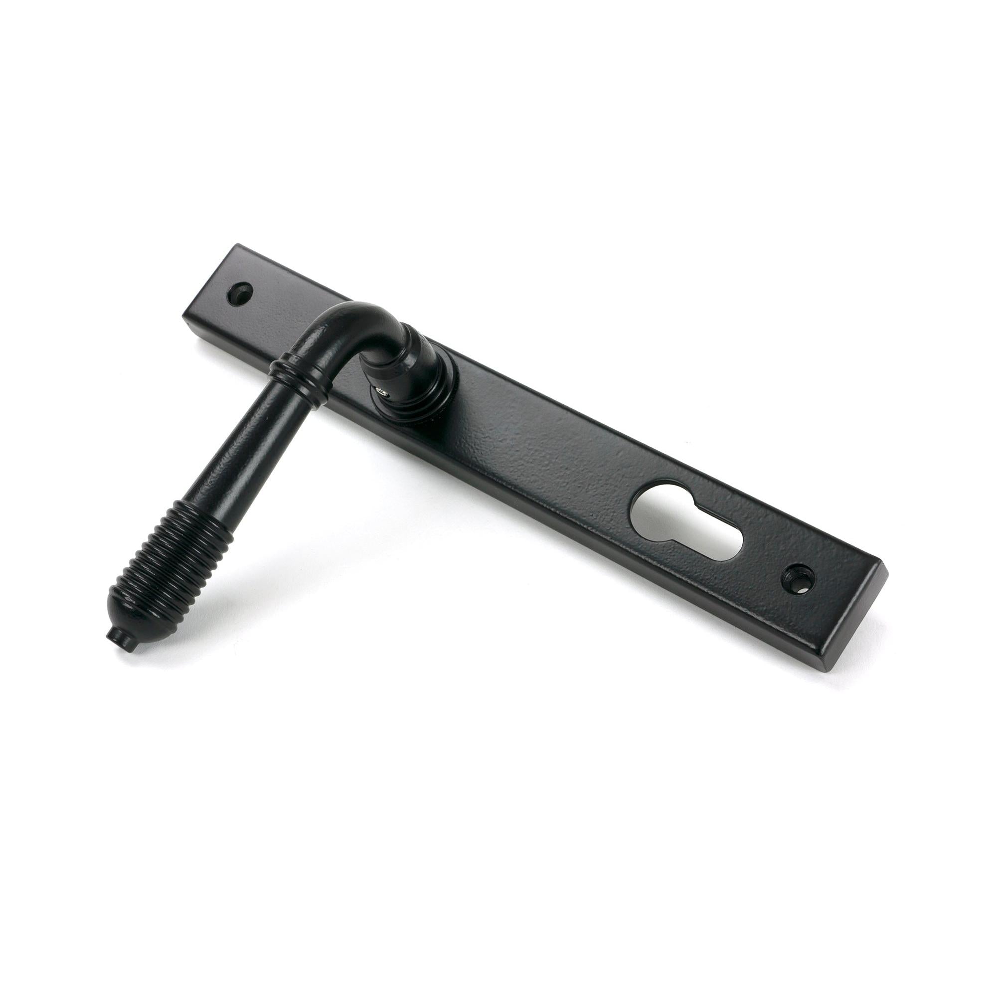 Matt Black Reeded Slimline Lever Espag. Lock Set - Espagnolette - From The Anvil - Yester Home