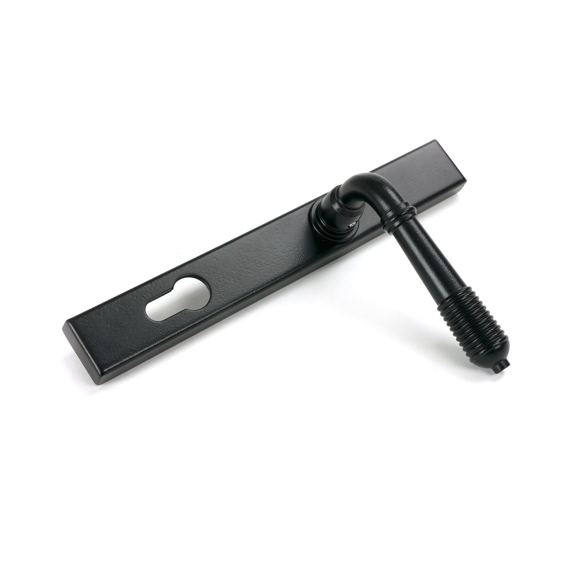 Matt Black Reeded Slimline Lever Espag. Lock Set - Espagnolette - From The Anvil - Yester Home