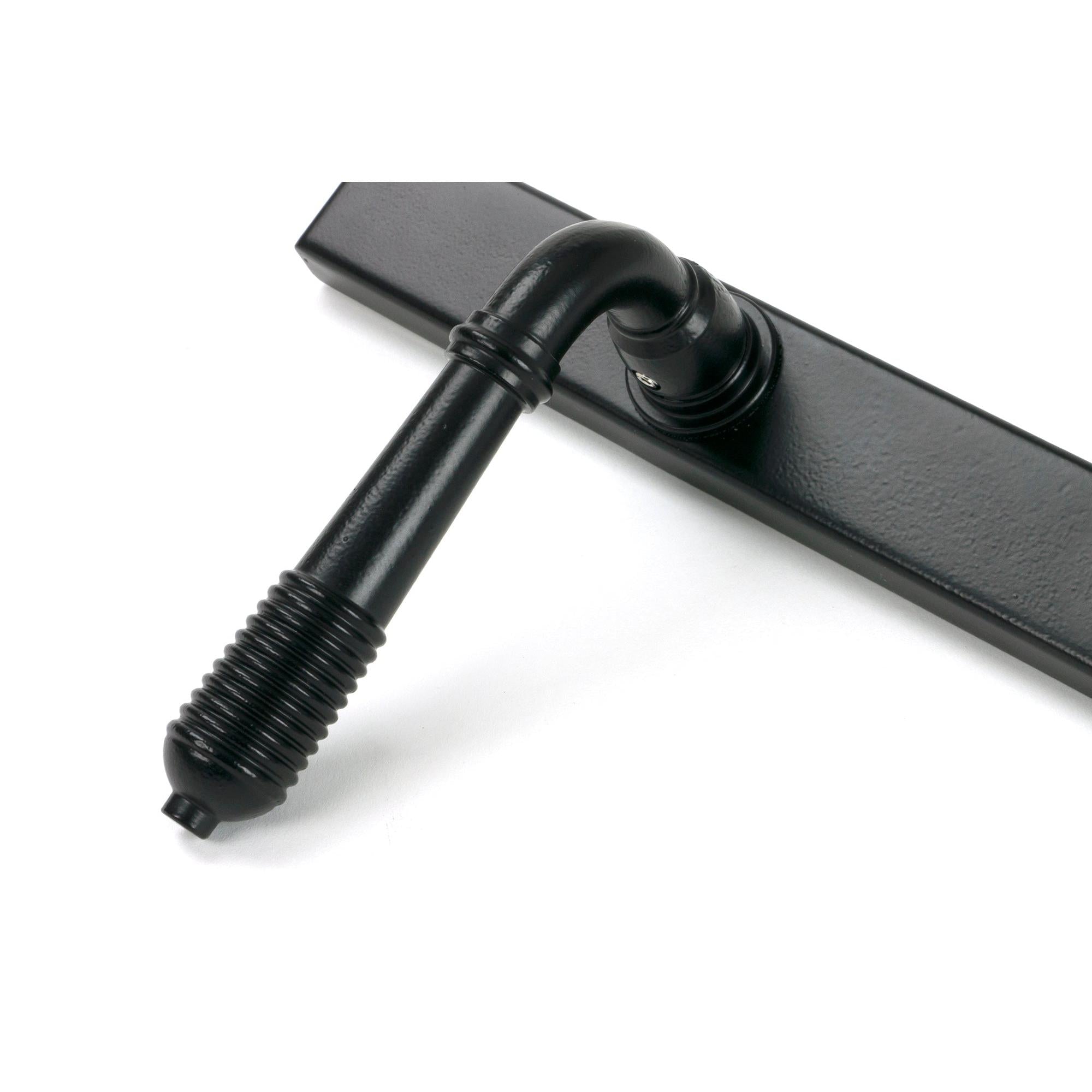 Matt Black Reeded Slimline Lever Espag. Lock Set - Espagnolette - From The Anvil - Yester Home