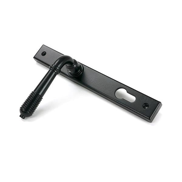 Matt Black Reeded Slimline Lever Espag. Lock Set - Espagnolette - From The Anvil - Yester Home