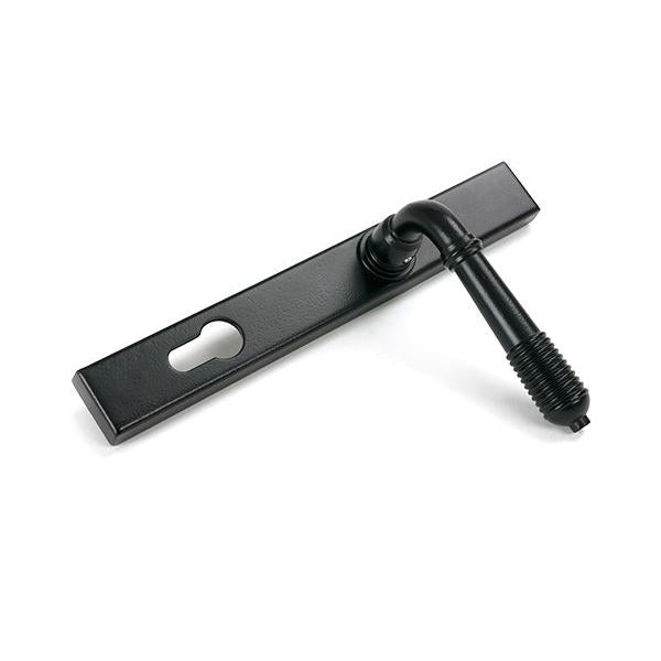 Matt Black Reeded Slimline Lever Espag. Lock Set - Espagnolette - From The Anvil - Yester Home