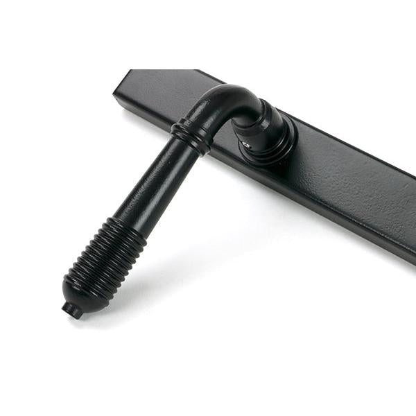 Matt Black Reeded Slimline Lever Espag. Lock Set - Espagnolette - From The Anvil - Yester Home
