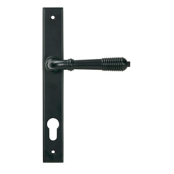 Matt Black Reeded Slimline Lever Espag. Lock Set - Espagnolette - From The Anvil - Yester Home