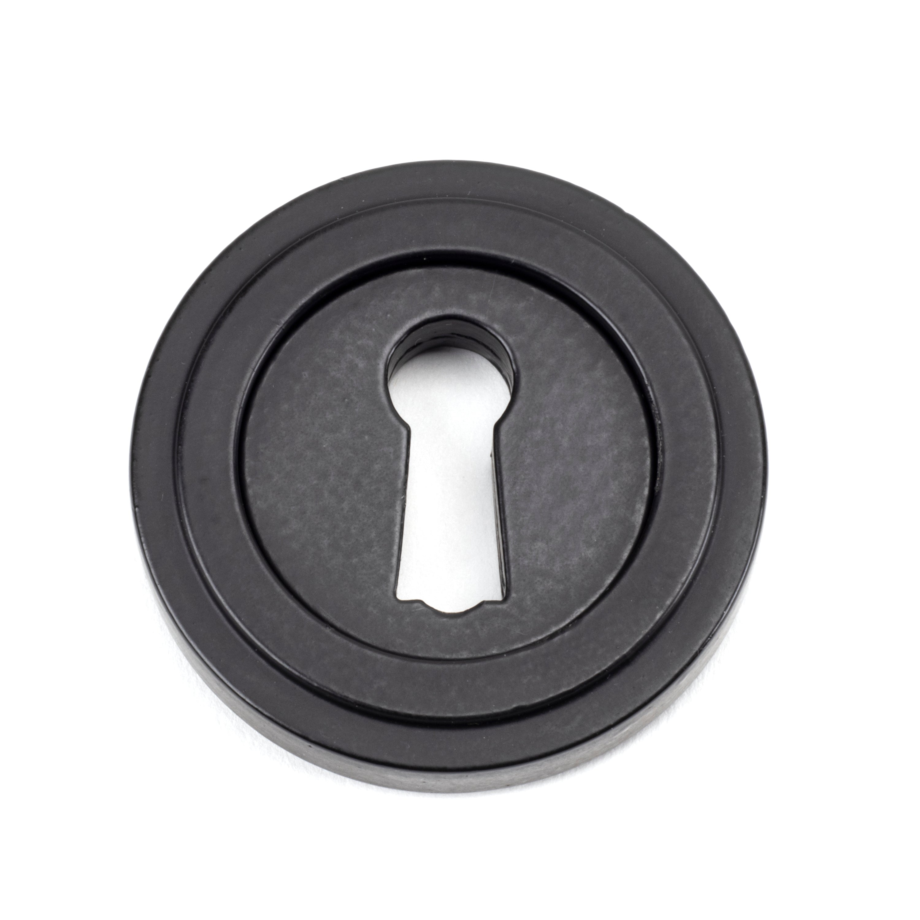 Matt Black Round Escutcheon (Art Deco) | From The Anvil-Escutcheons-Yester Home