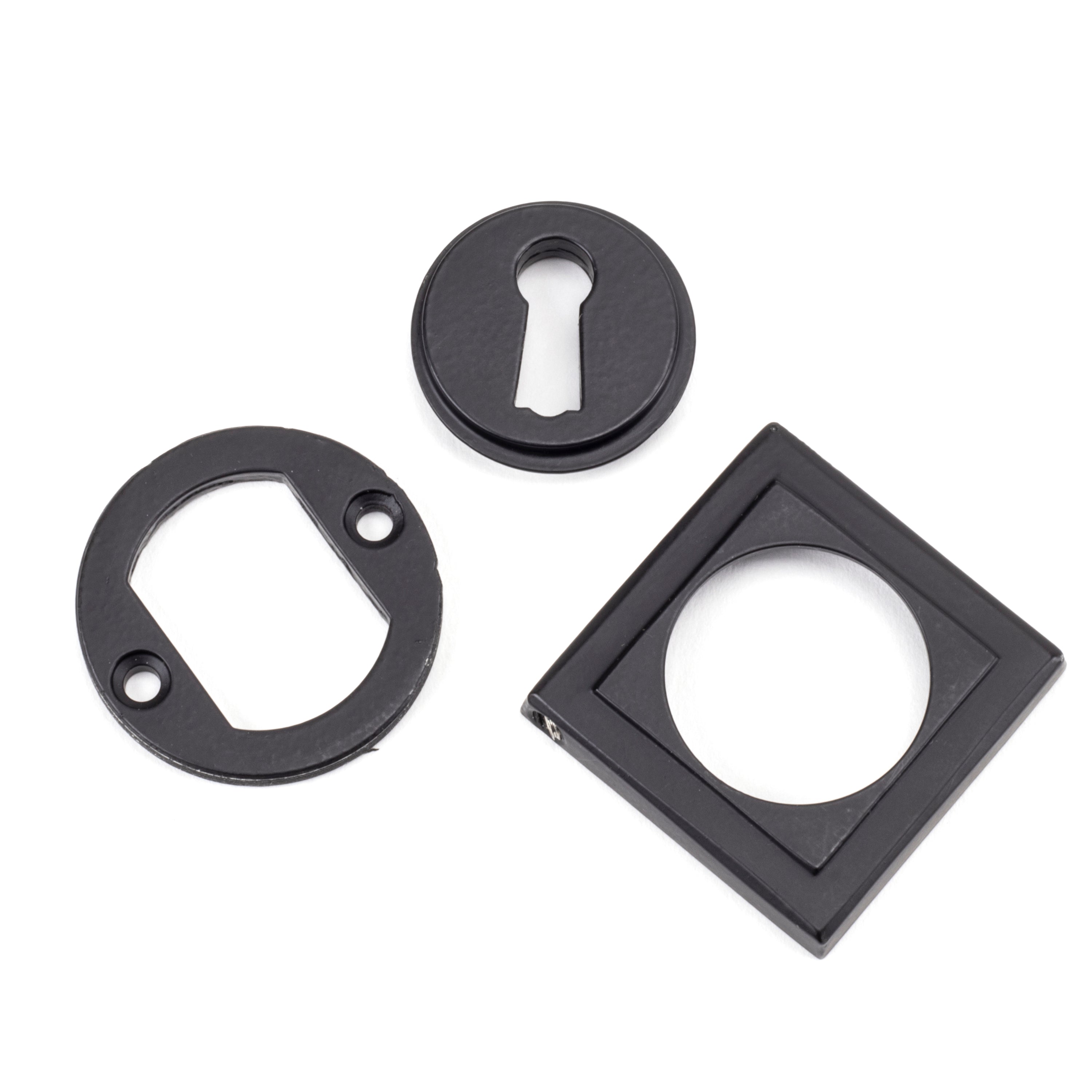 Matt Black Round Escutcheon (Square) | From The Anvil-Escutcheons-Yester Home
