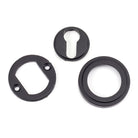 Matt Black Round Euro Escutcheon (Art Deco) | From The Anvil - Euro Escutcheons - From The Anvil - Yester Home
