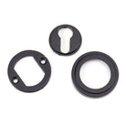 Matt Black Round Euro Escutcheon (Art Deco) | From The Anvil-Euro Escutcheons-Yester Home