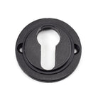 Matt Black Round Euro Escutcheon (Art Deco) | From The Anvil-Euro Escutcheons-Yester Home