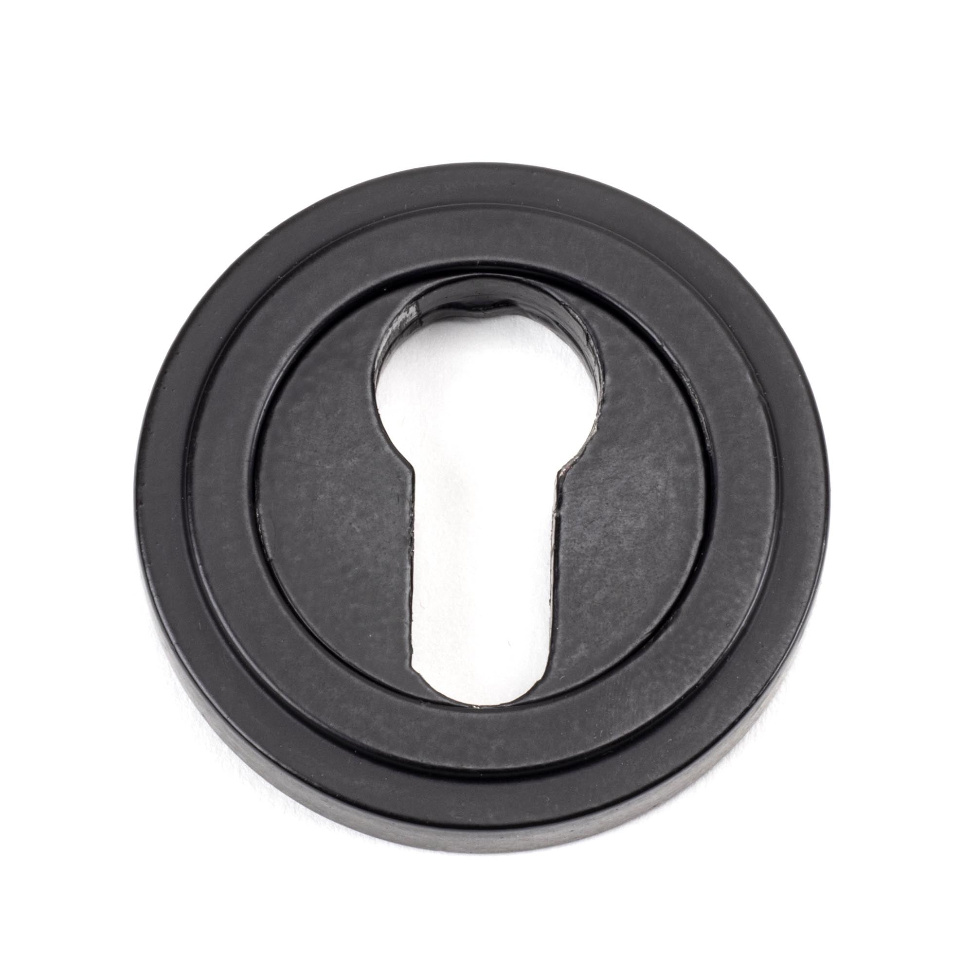 Matt Black Round Euro Escutcheon (Art Deco) | From The Anvil - Euro Escutcheons - From The Anvil - Yester Home