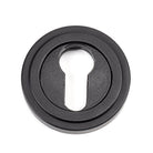 Matt Black Round Euro Escutcheon (Art Deco) | From The Anvil-Euro Escutcheons-Yester Home