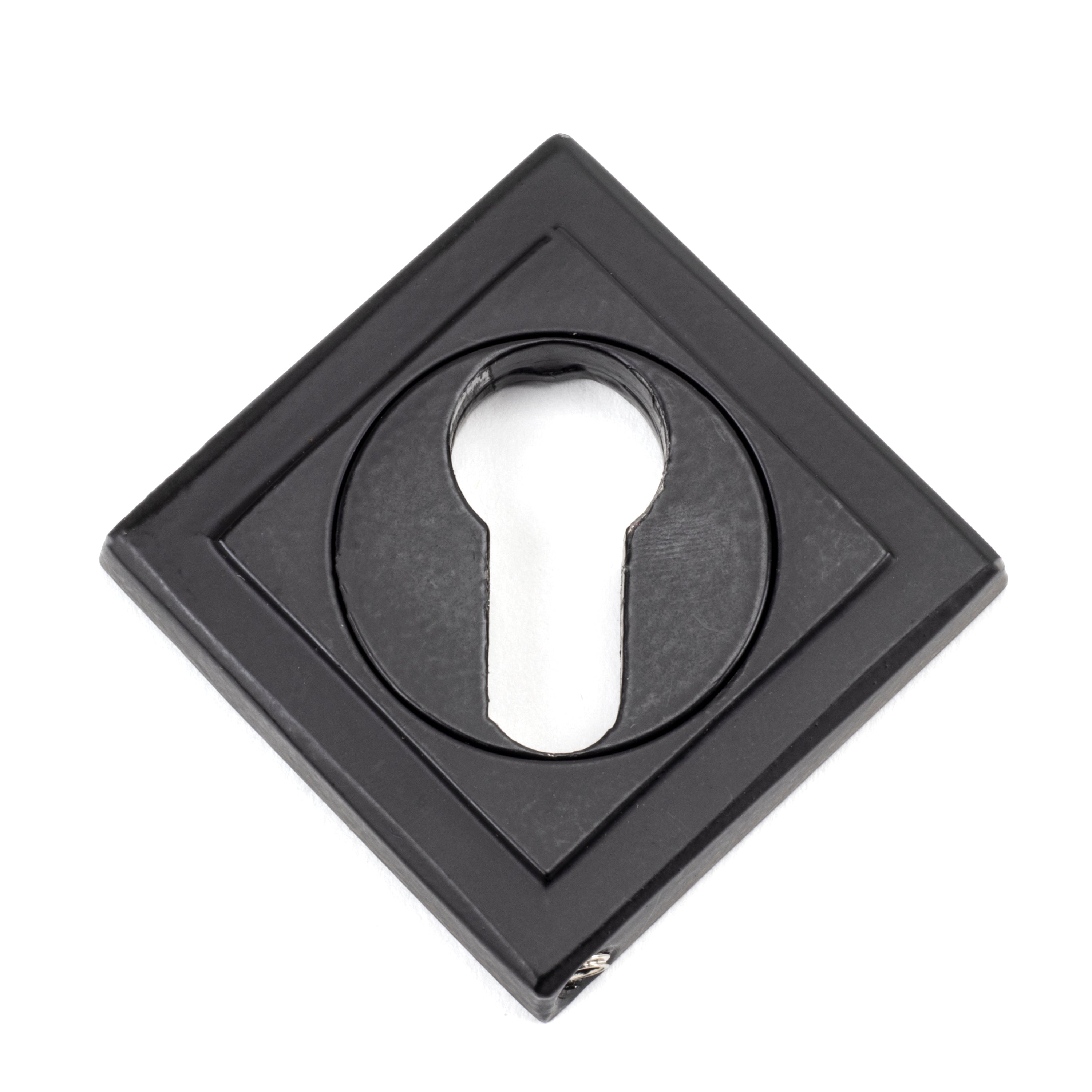 Matt Black Round Euro Escutcheon (Square) | From The Anvil-Euro Escutcheons-Yester Home