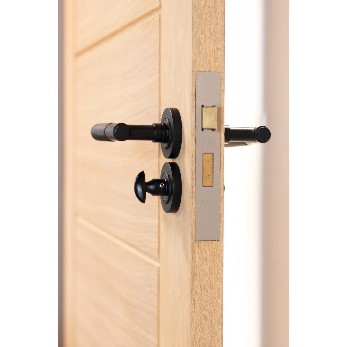 Matt Black Round Thumbturn Set (Art Deco) | From The Anvil-Thumbturns-Yester Home