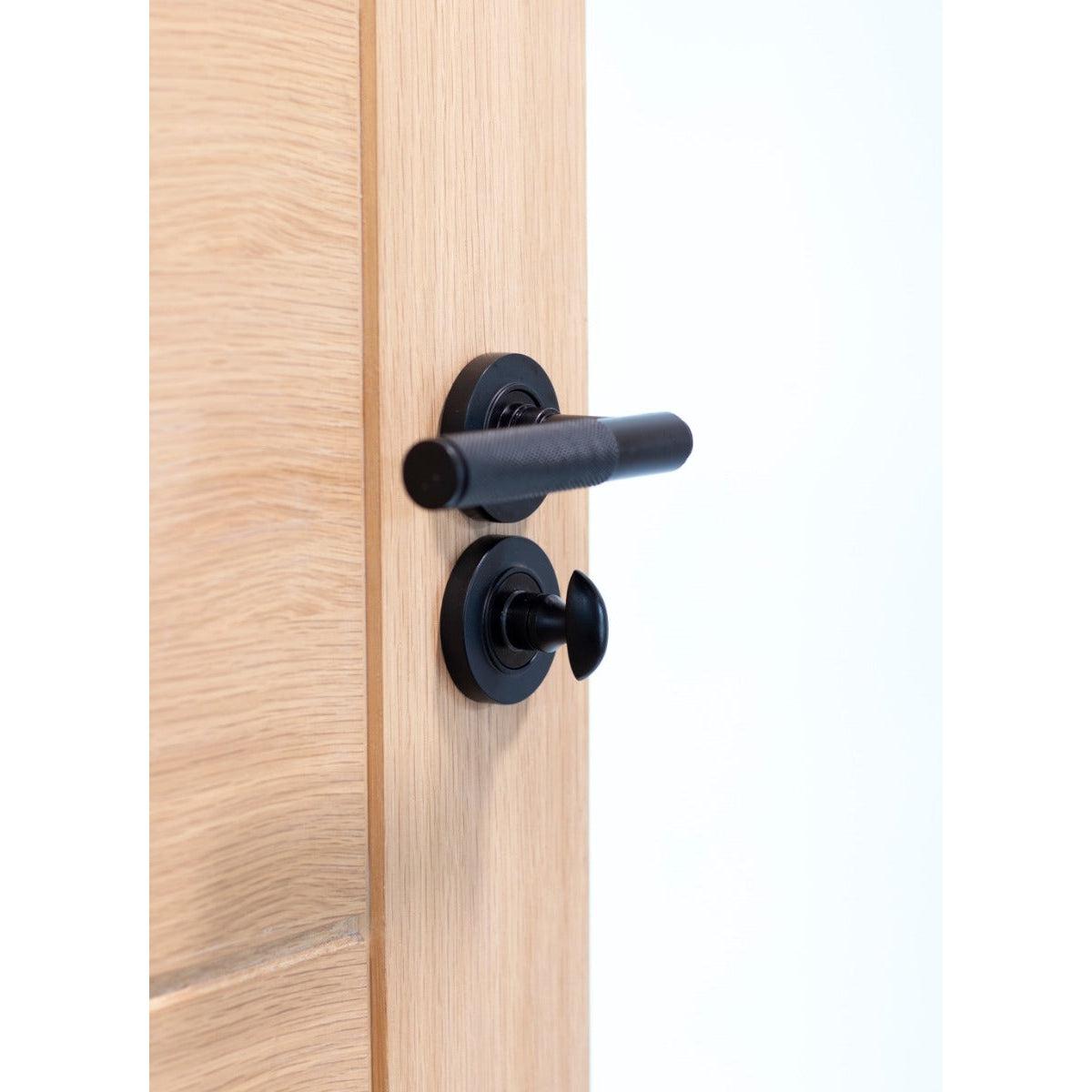 Matt Black Round Thumbturn Set (Art Deco) | From The Anvil-Thumbturns-Yester Home