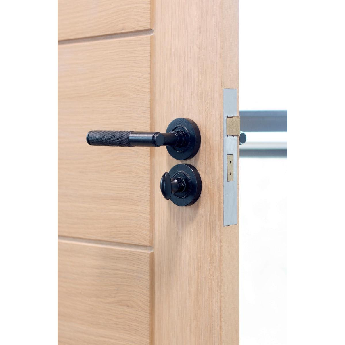 Matt Black Round Thumbturn Set (Art Deco) | From The Anvil-Thumbturns-Yester Home