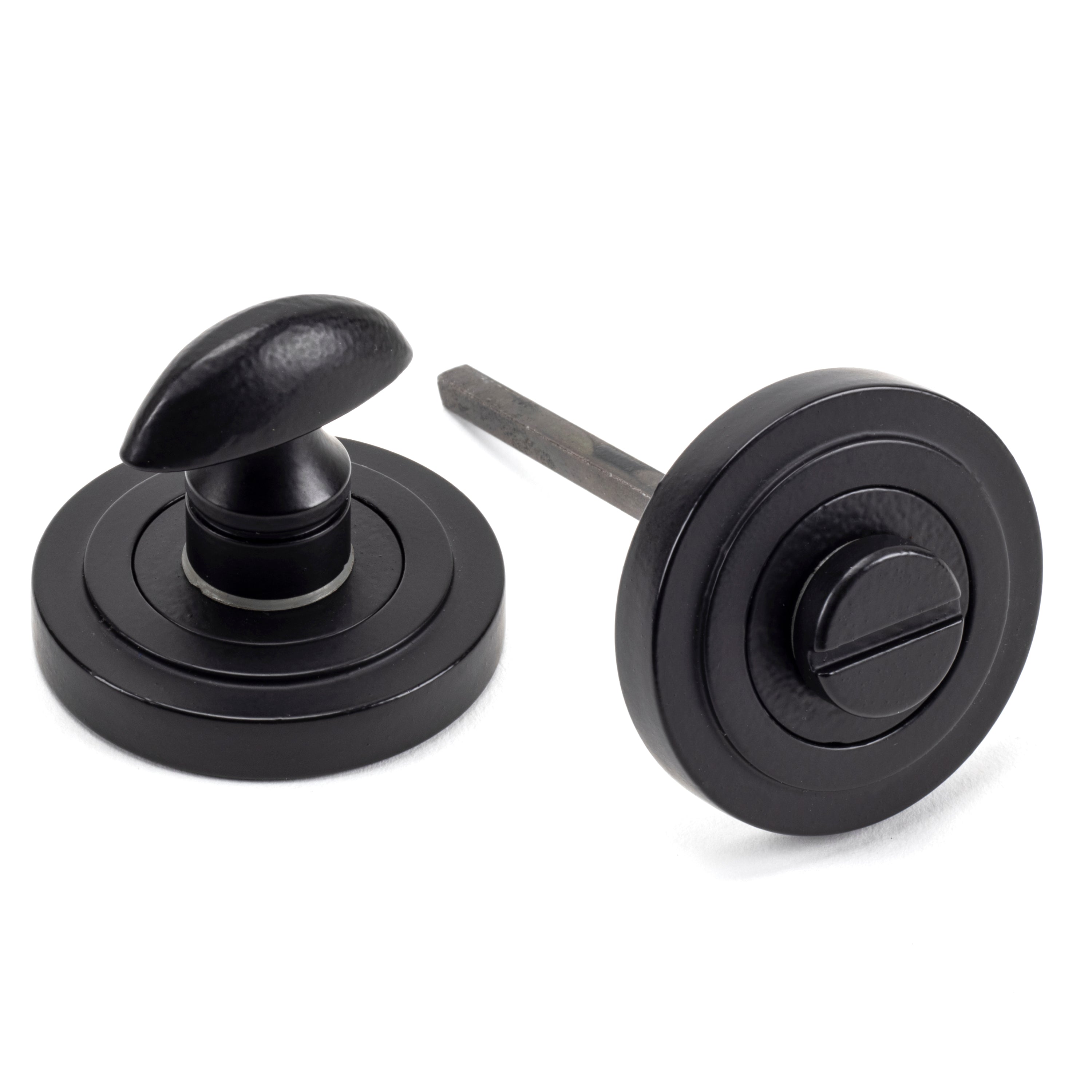 Matt Black Round Thumbturn Set (Art Deco) | From The Anvil-Thumbturns-Yester Home
