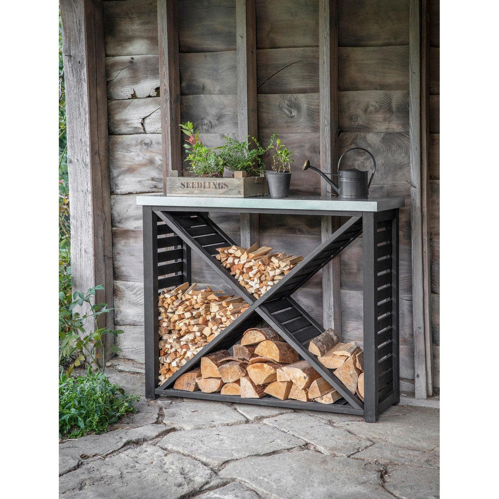 Moreton Cross Wooden Log Store-Log Storage & Baskets-Yester Home