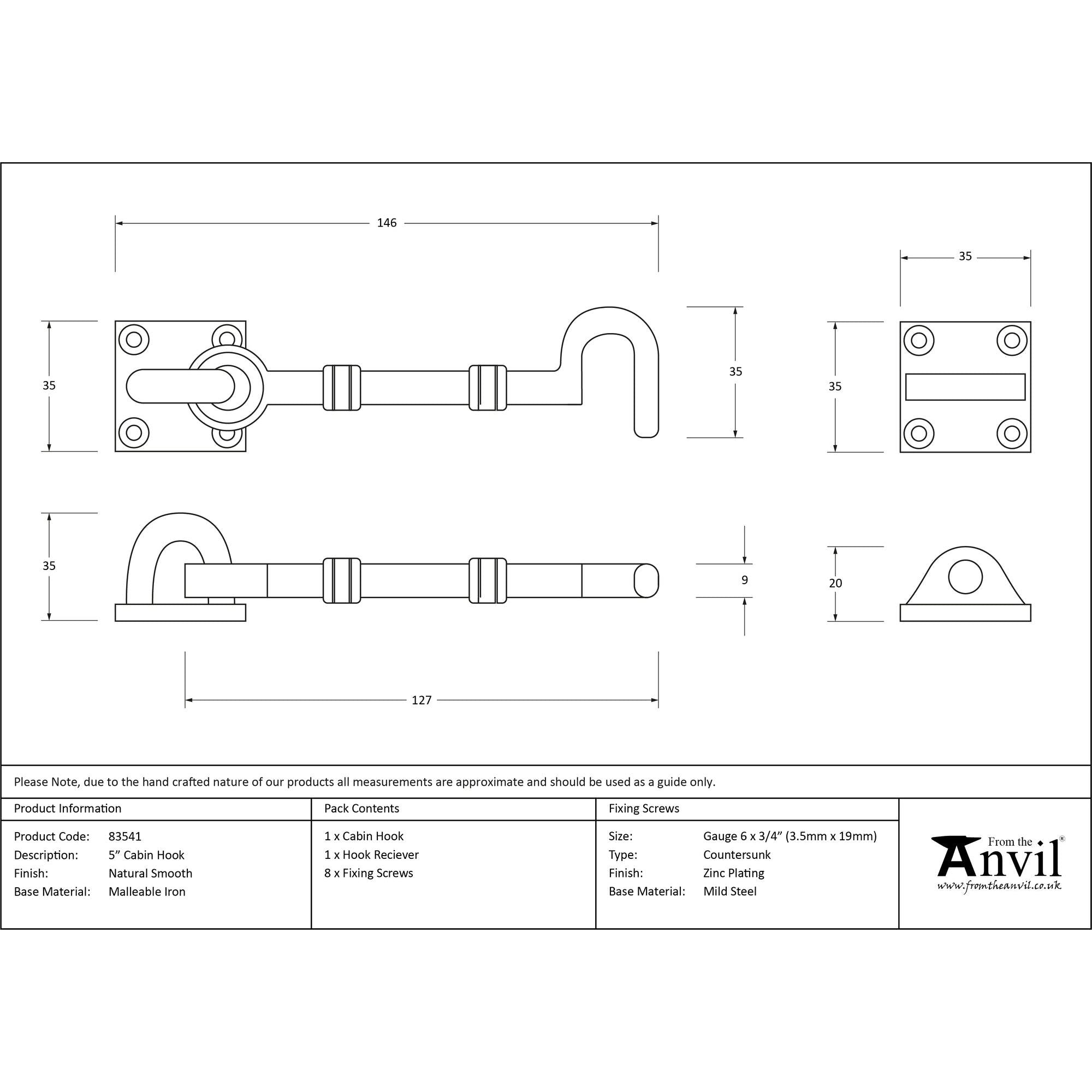 Natural Smooth 5" Cabin Hook | From The Anvil - Cabin Hooks - From The Anvil - Yester Home