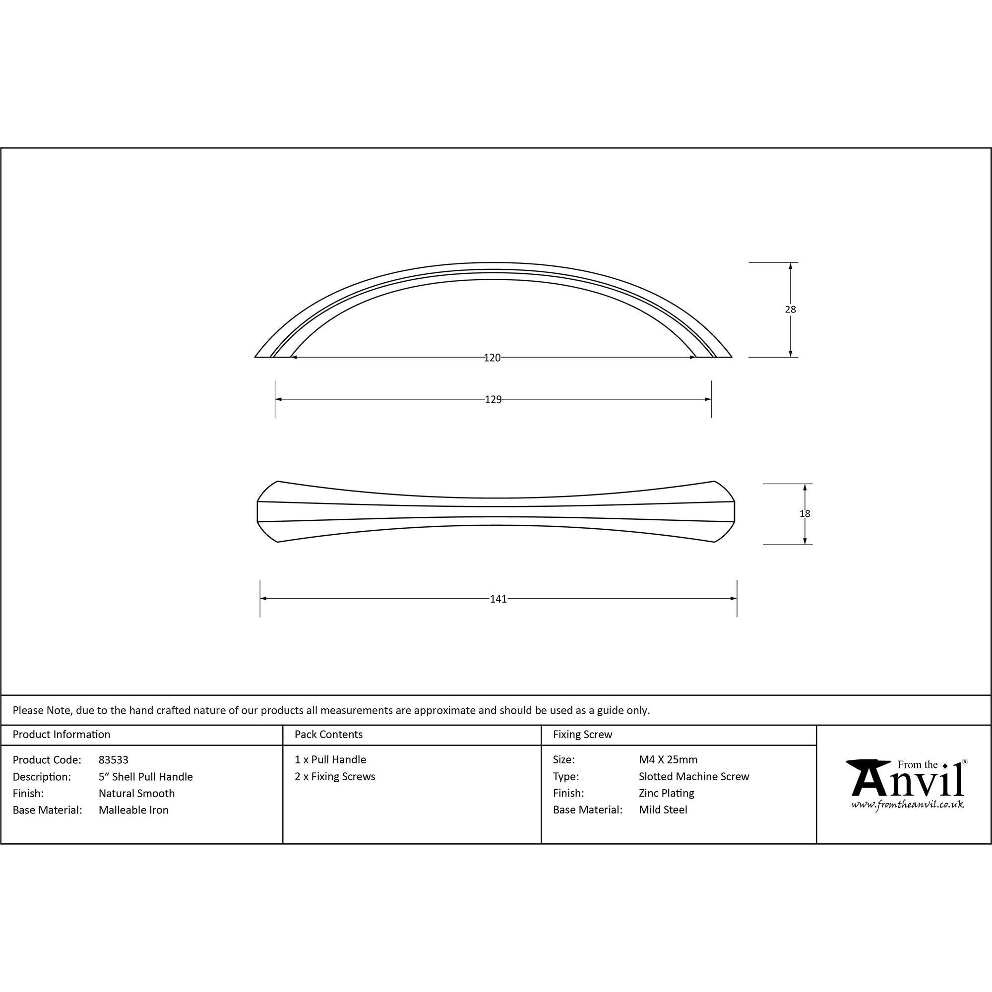 Natural Smooth 5" Shell Pull Handle | From The Anvil - Pull Handles - From The Anvil - Yester Home