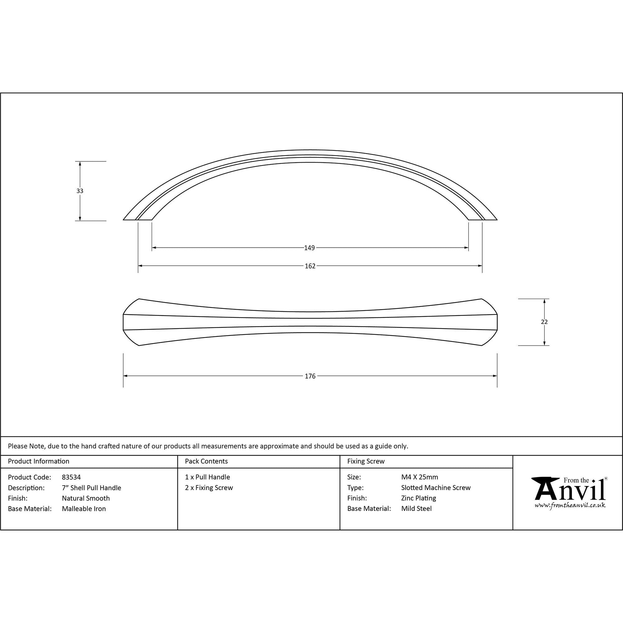 Natural Smooth 7" Shell Pull Handle | From The Anvil - Pull Handles - From The Anvil - Yester Home