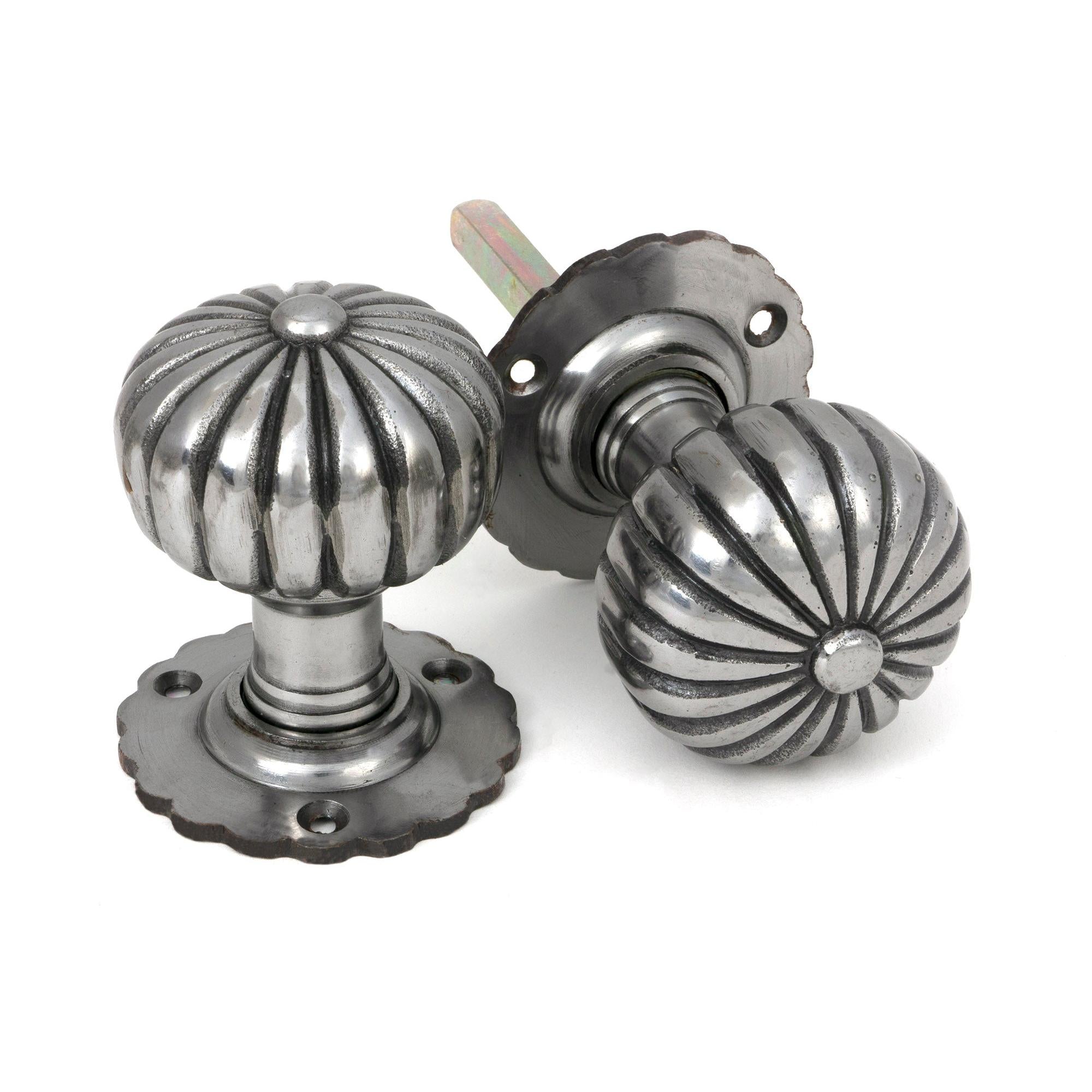 Natural Smooth Flower Mortice Knob Set | From The Anvil - Mortice Knobs - From The Anvil - Yester Home
