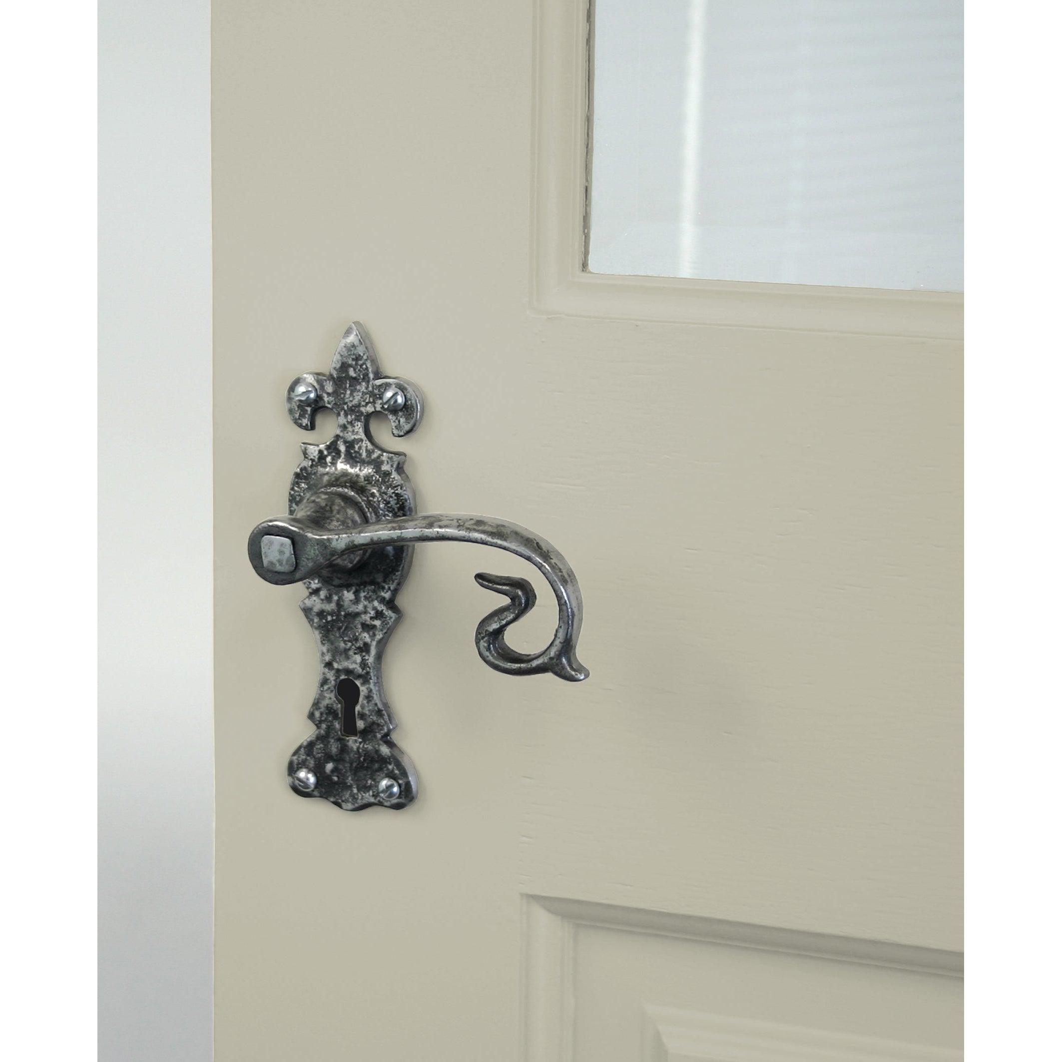 Natural Textured Curly Lever Lock Set | From The Anvil-Lever Lock-Yester Home