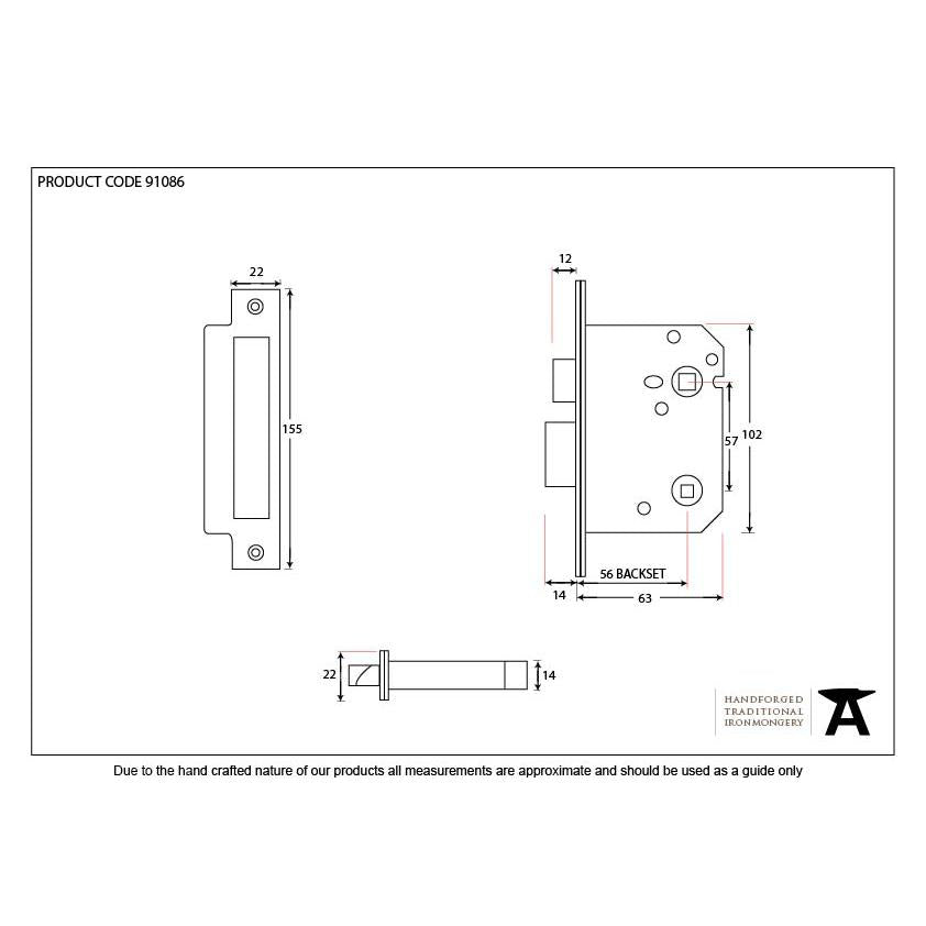 Nickel 3" Bathroom Mortice Lock | From The Anvil - Bathroom Locks - From The Anvil - Yester Home