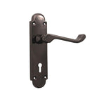 Oakley Lock Lever Handle Black Nickel-Levers on Backplate-Yester Home