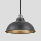 Old Factory Pendant - 12 inch - Pewter & Brass-Ceiling Lights-Yester Home