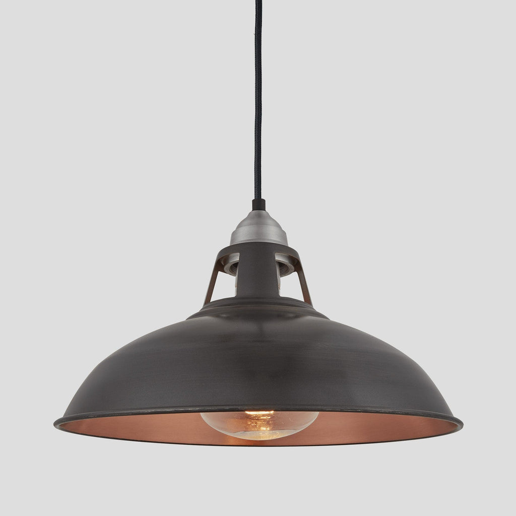 Old Factory Slotted Heat Pendant Lamps - 15 Inch - Pewter & Copper-Ceiling Lights-Yester Home