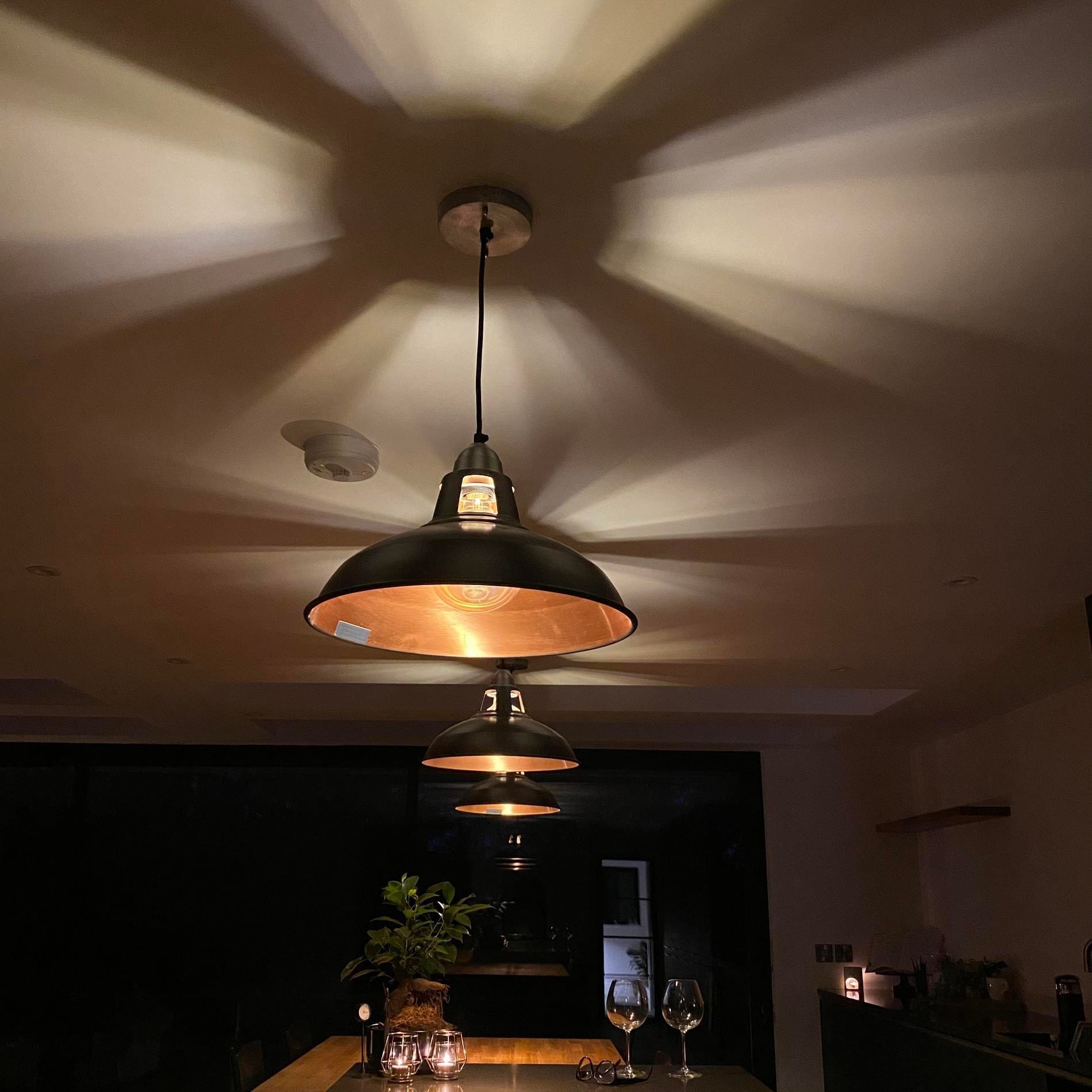 Old Factory Slotted Pendant - 15 Inch - Pewter & Copper-Ceiling Lights-Yester Home