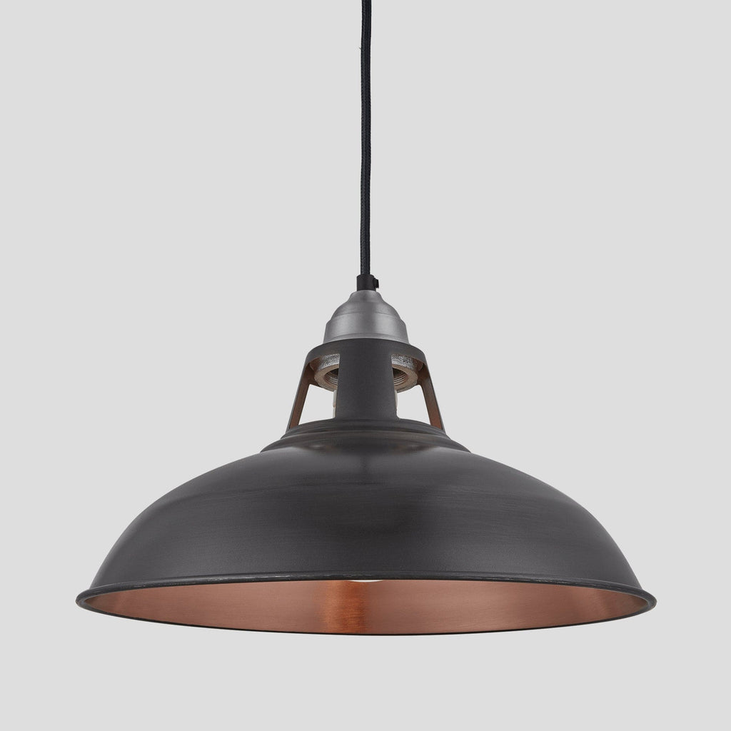Old Factory Slotted Pendant - 15 Inch - Pewter & Copper-Ceiling Lights-Yester Home